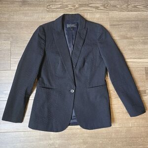 J.CREW Blazer Womens 2 Black Cotton Jacket Eniko Seersucker Preppy Academia
